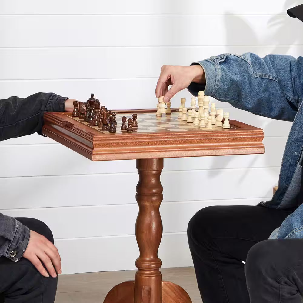 3-IN-1 Chess Checkers Backgammon Table Set 18 In. Premium Wooden Chess Table Game Table Furniture Set